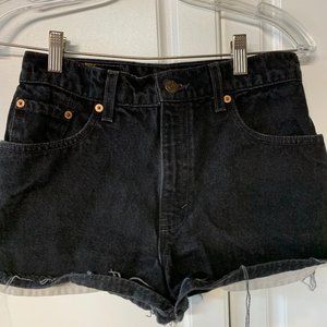 Levi's 550 Black High Waisted Jean Shorts Sz 7 JR
